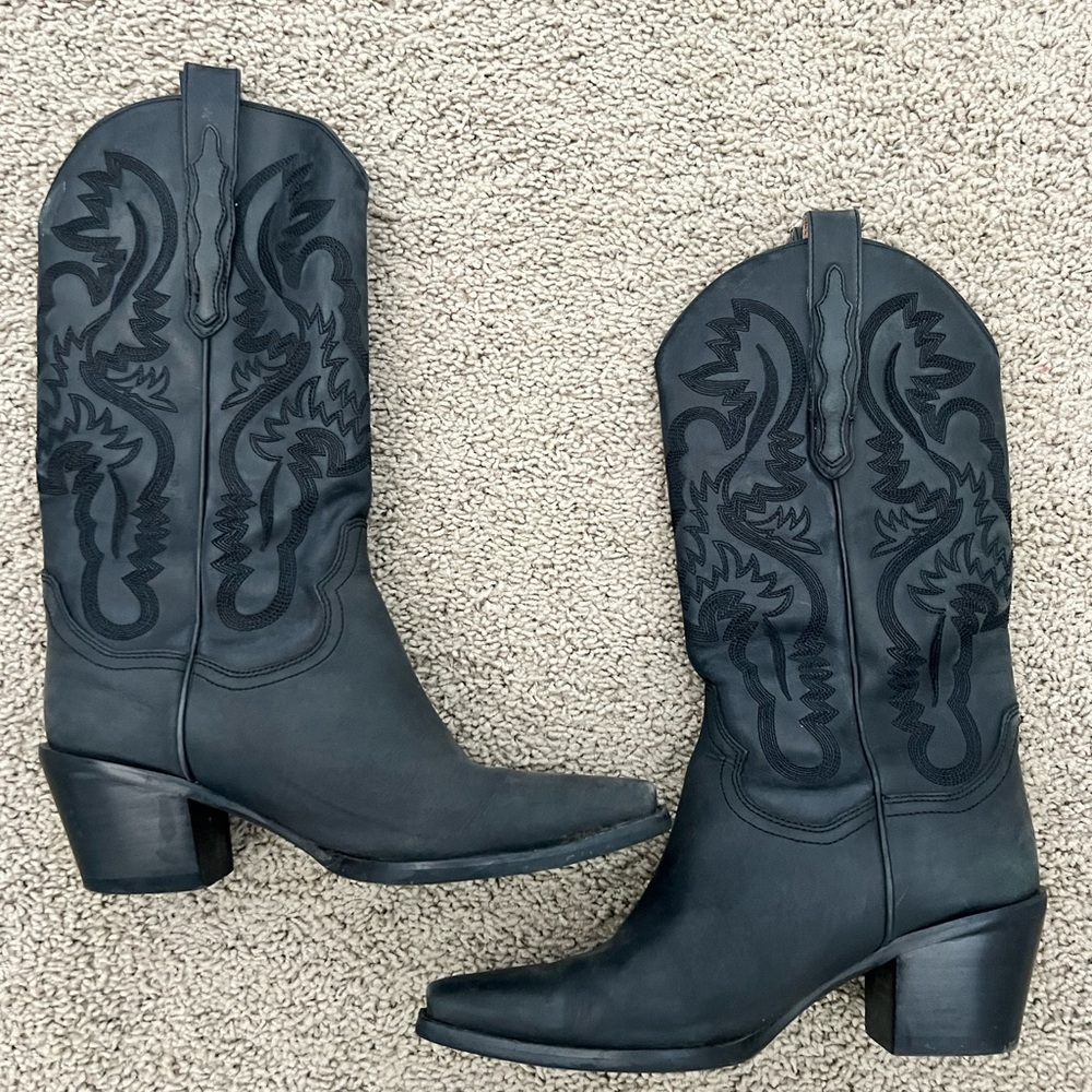 Jeffrey Campbell Black Western Leather Boots
